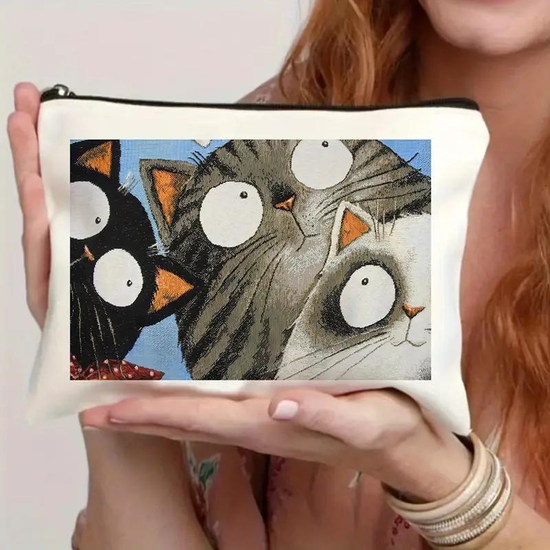 Кошка, Девочка с клубникой, Узор дружбы, Сумка для путешествий, Водонепроницаемая полиэстеровая сумка на молнии, Косметика, Аксессуары