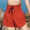 Women 2-in-1 Sports Shorts Qucik-Dry Breathable High Waist Drawstring Running Gym Yoga Shorts