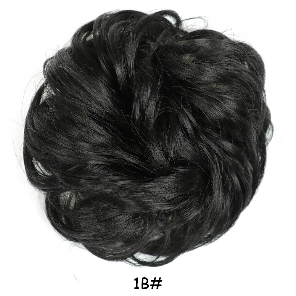 MISS WIG Women Messy Chignon Donut Hair Bun Fake Hair Elastic Chignon Synthetic Fiber Hairpiece Gray Black Brown Color