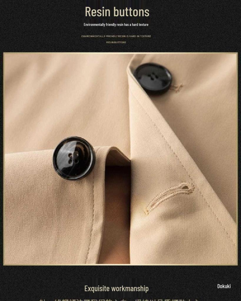 Мужской ветрозащитный плащ средней длины с лацканами: Легкая повседневная куртка свободного кроя для весны и осени