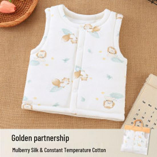 High Waist Baby Cotton Quilted Pants with Belly Protection – Mulberry Silk-Lined for Boys & Girls, Perfect for Autumn & Winter