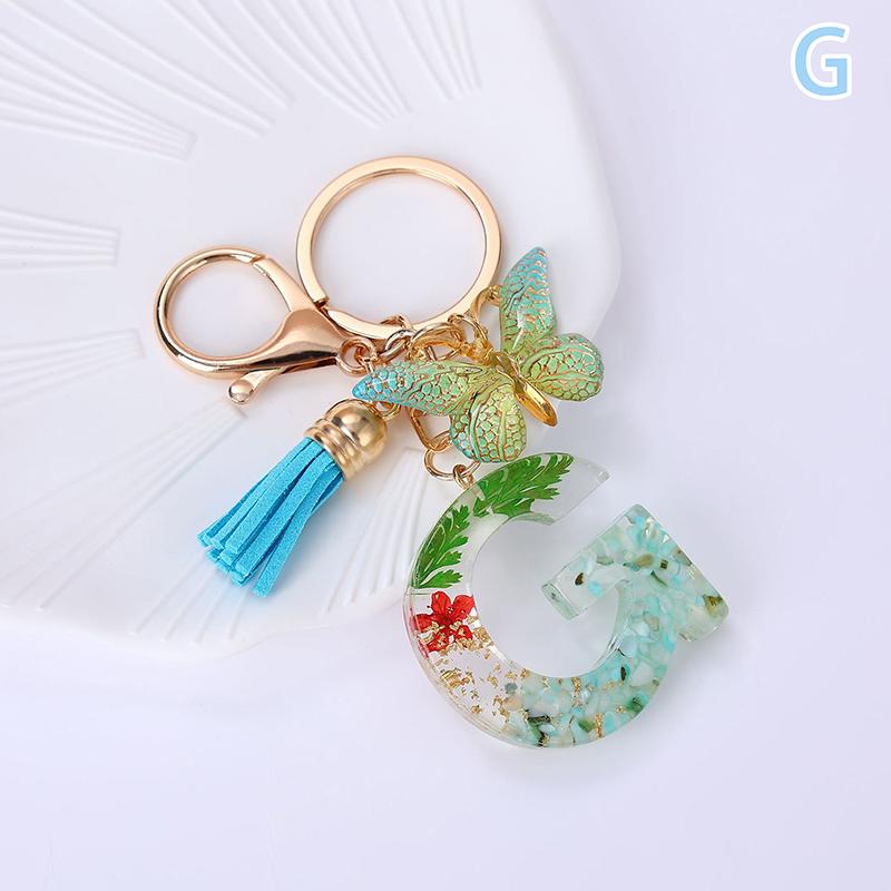 AZ Dreamy Sequin Letters Брелок для женщин Подвеска-бабочка с кисточками Инициал Брелок для кошелька Подвеска для сумок Амулеты Автомобильный брелок