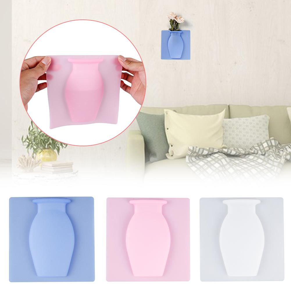 Силиконовая ваза для цветов, легко съемная стена и холодильник, волшебное растение, резиновая наклейка, вазы, сделай сам, аксессуары для украшения дома