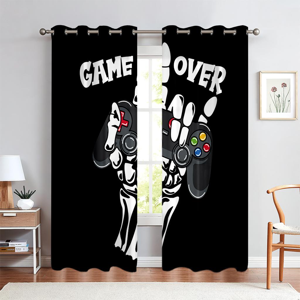 Gamepad Printed Curtains, Semi-Shading, Living Room, Bedroom, E-Sports Room Decorative Curtains, Customizable Patterns
