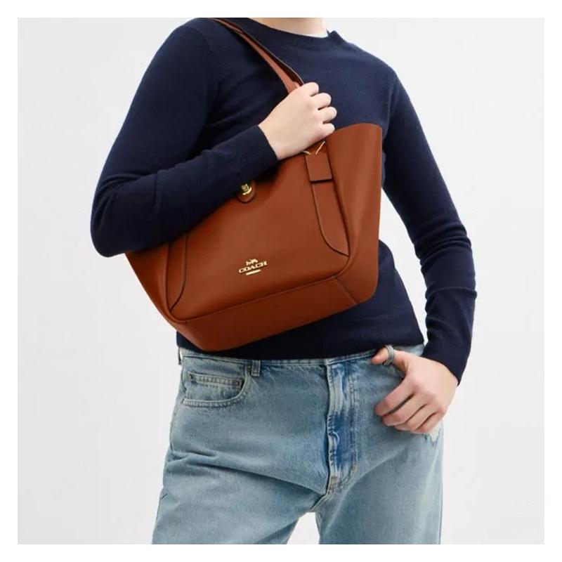 COACH Hadley 28 Turnlock Gold Metal Hardware Cow Leather Tote Bag Shopping Bag Shoulder Bag Large Women's Brown