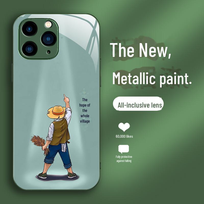 Металлический стеклянный чехол для телефона Apple 7, Village People, Hope 13, Boys 12MINI, Blue 14PRO и 15MAX.