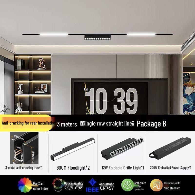 Rear-Mounted Anti-Cracking Magnetic Track Light for Living Room or Office