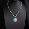 Boho Turquoise Layered Necklace, Ethnic Tassel Pendant Choker, Colorful Vintage Statement Jewelry, Sweater Chain