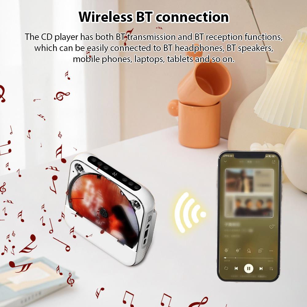 CD Player with Remote Control BT Portable Desktop CD Player for Home LED Screen Display Built-in