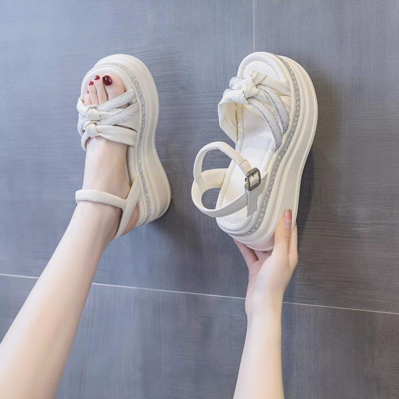 Fashion Inner Heightening Heel Roman Sandals Women Summer 2025 New Explosive Internet Celebrity Muffin Slope Heel Platform Sports