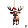 2D Acrylic Cartoon Fawn Christmas Tree Pendant Christmas Cute Christmas Easter Fawn Cartoon Decorations Hat Print Z8U6