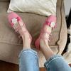 Fashion Casual Woman Shoe Square Toe Metal Chain Female Footwear Low Heels Pearl Decorateion Soft Retro Buckle Dress Beading New