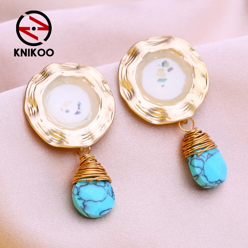 KNIKOO Геометрические длинные серьги для женщин, модные серьги, ювелирные изделия для свадебной вечеринки, подарки, серьги-капли