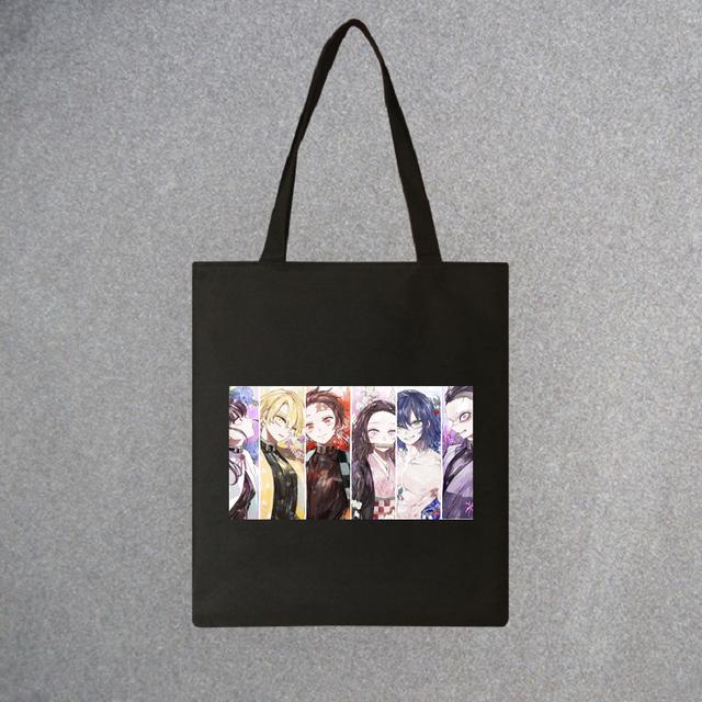 Demon Slayer, модная холщовая сумка из японского аниме, Harajuku, готический топ, женские сумки большой вместимости, винтажная сумка, белая сумка на плечо