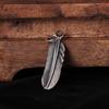 925 Sterling Silver Retro Fine Feather Pendant Thai Silver Creative Personality Men and Women Sweater Chain