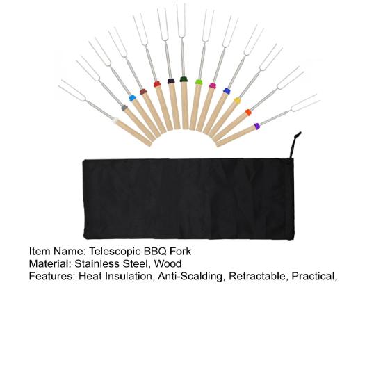 Yousheng Телескопическая вилка для барбекю из нержавеющей стали U-образные шампуры для шашлыка Выдвижные палочки для жарки зефира и хот-догов для костра, пикника, приготовления на открытом воздухе