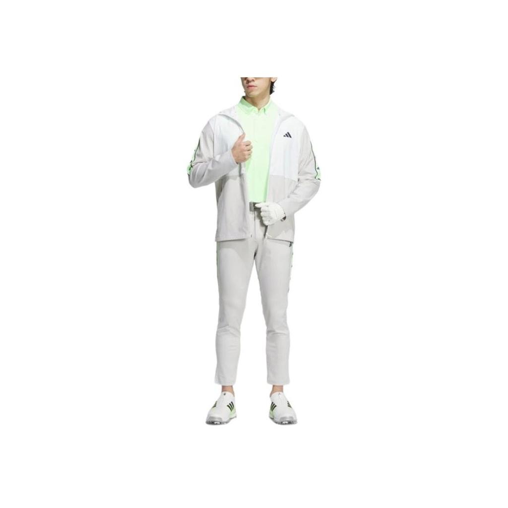 Adidas Color Block Logo Print Hooded Zip-Up Jacket Men Jacket White IN9008