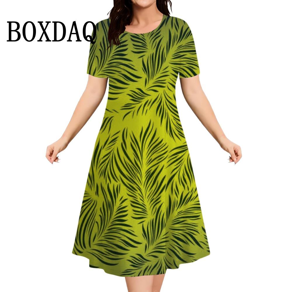 Summer Flowers 3D Printed Short Sleeve Dress Women Casual Fashion Plus Size Round Neck Loose Dress For Women Large
