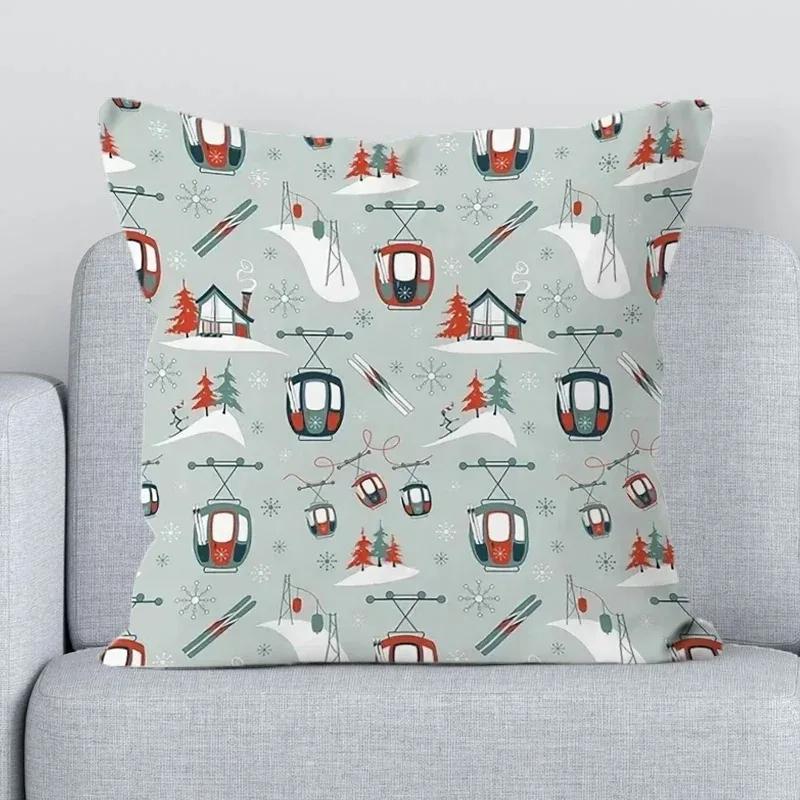 Ski Resort Ski Props Printed Decoration Office Decoration Cushion Cover Home Pillowcase Square