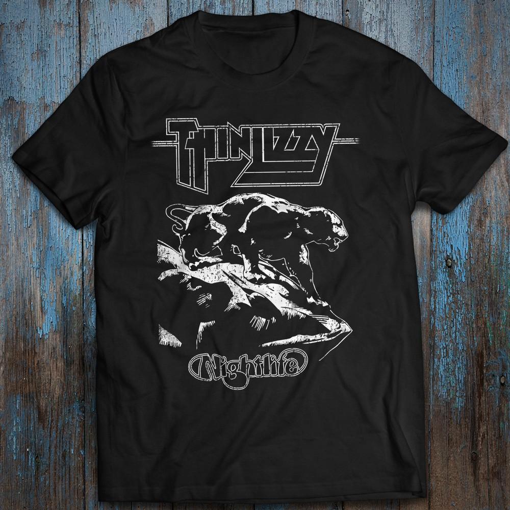 Regular Size M-4XL Cotton T-shirt Night Life Black Tiger Tee Thin Lizzy Unisex T-Shirt