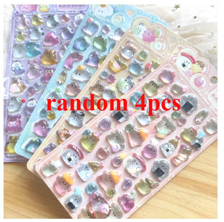 3D Yoyo Family Relief Sticker, Crystal Children's Cartoon Handmade Decorative Sticker, Suitable for Gifting and Decorating