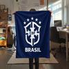 Brazil National Team CBF Printed Flannel Blanket, soft throw for bedroom sofa, washable,soccer fan merchandise, great gift.