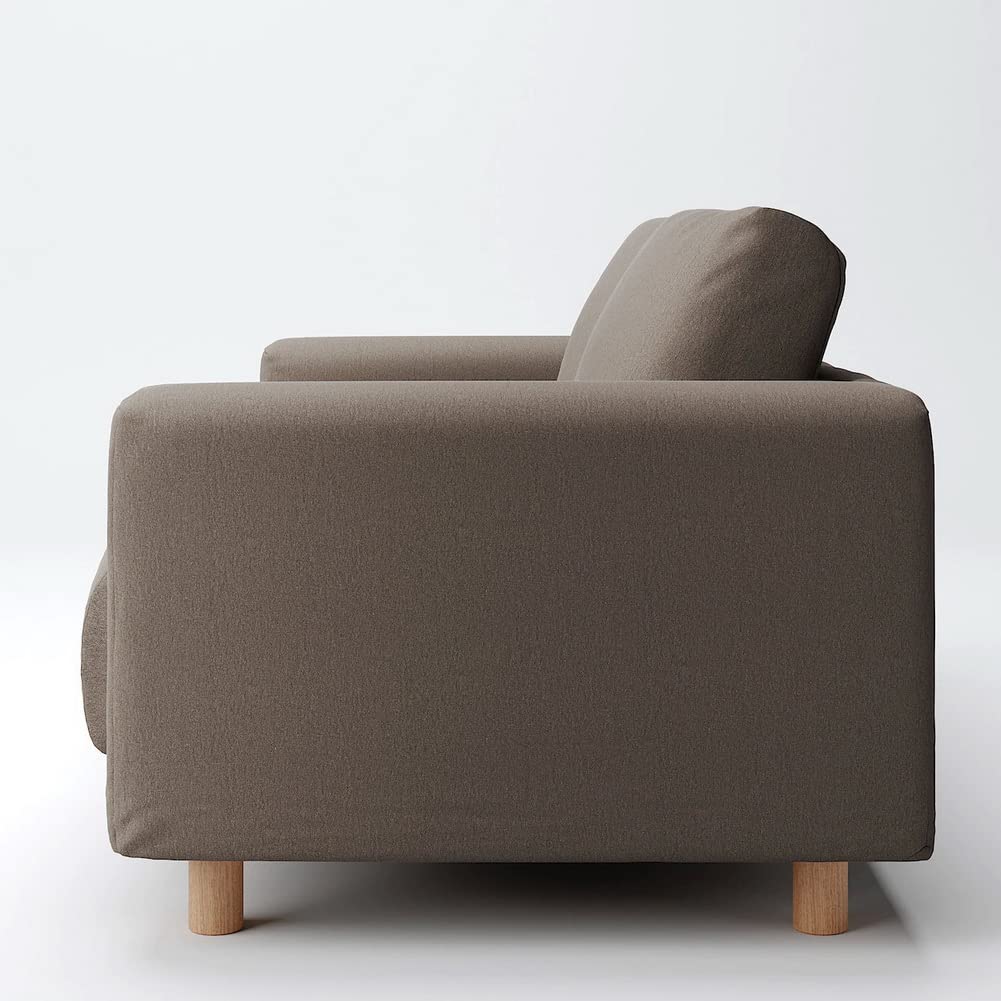 MUJI Чехол из стираного коричневого хлопкового холста для 2-местного дивана с карманом для перьев и пружинным блоком 82584349