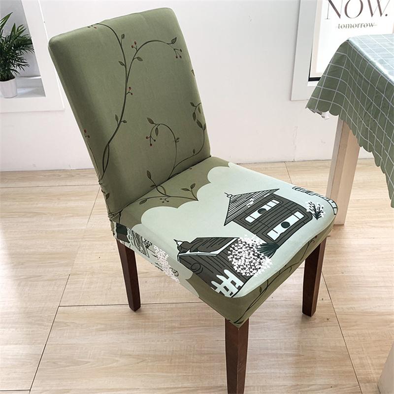Printing Chair Covers Elastic Dining Room Seat Cover Spandex Dustproof Chair Protective Case for Home Office Restaurant Banquet