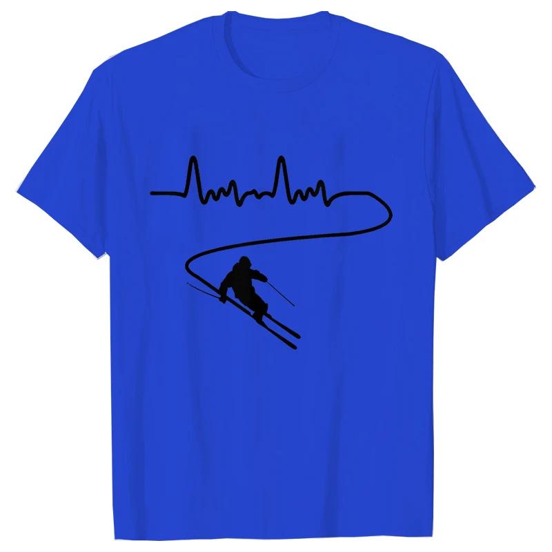 Мужская одежда Лыжи Горные лыжи Heartbeat Сноуборд Рубашки Модная графическая футболка с коротким рукавом O-образным вырезом Harajuku Мужская футболка большого размера