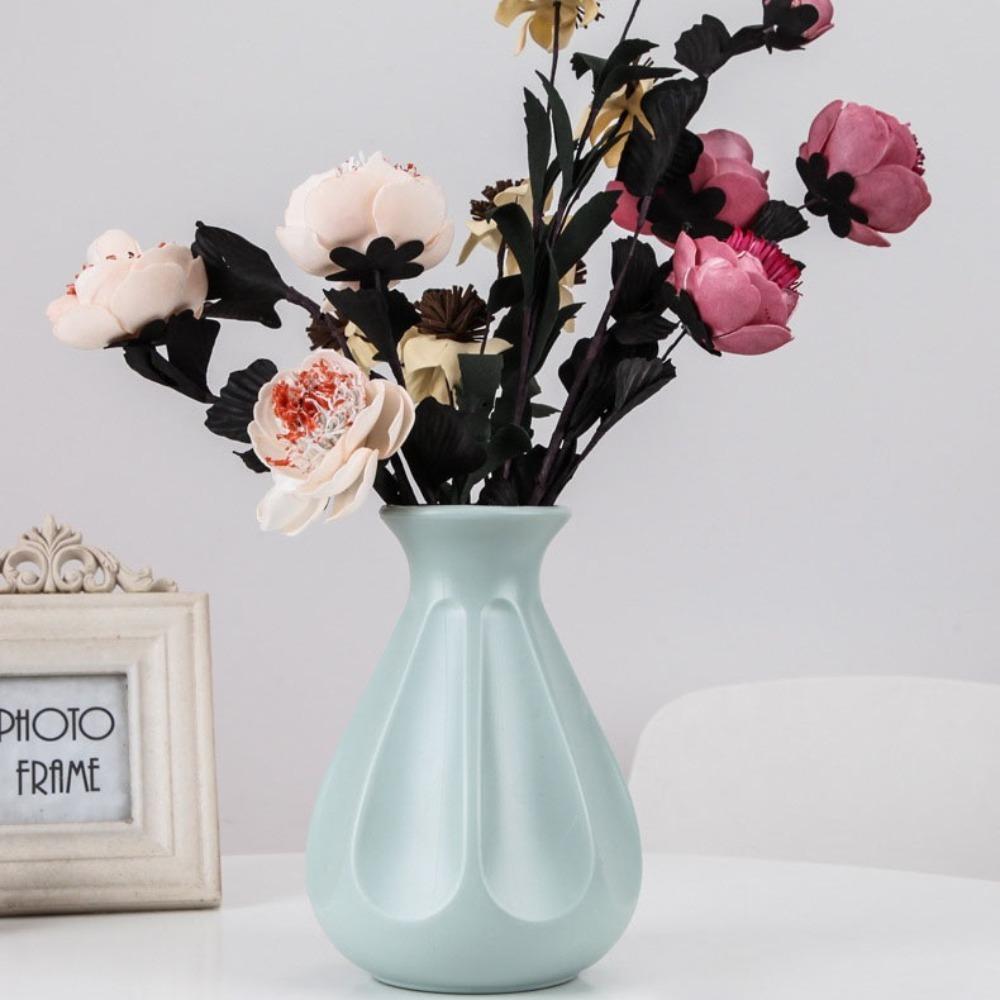 Anti Fall Flower Vase Fashion Imitation Ceramic Plastic Flower Pot Nordic Style Modern Flower Arrangement Home Decoration