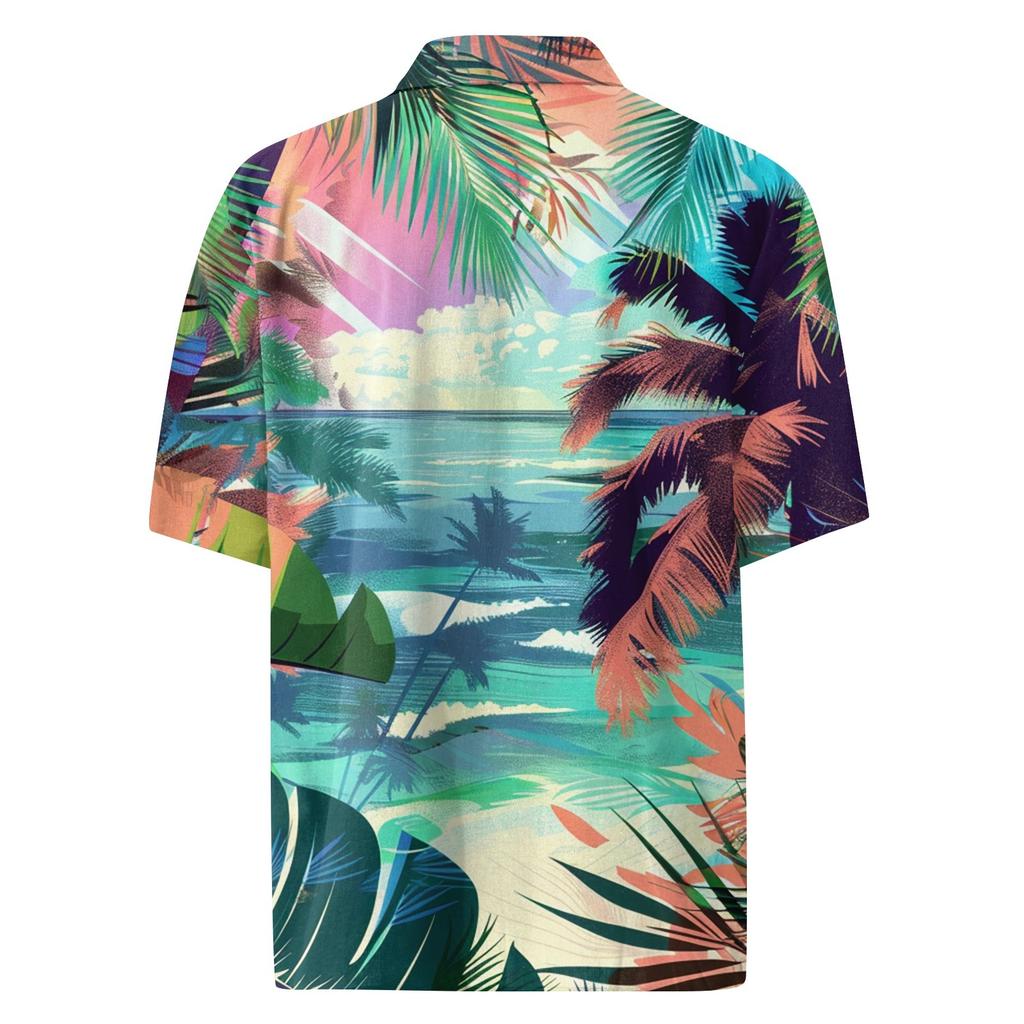 Men's Fashion Loose Hawaiian Printed Short Sleeve Beach Shirt