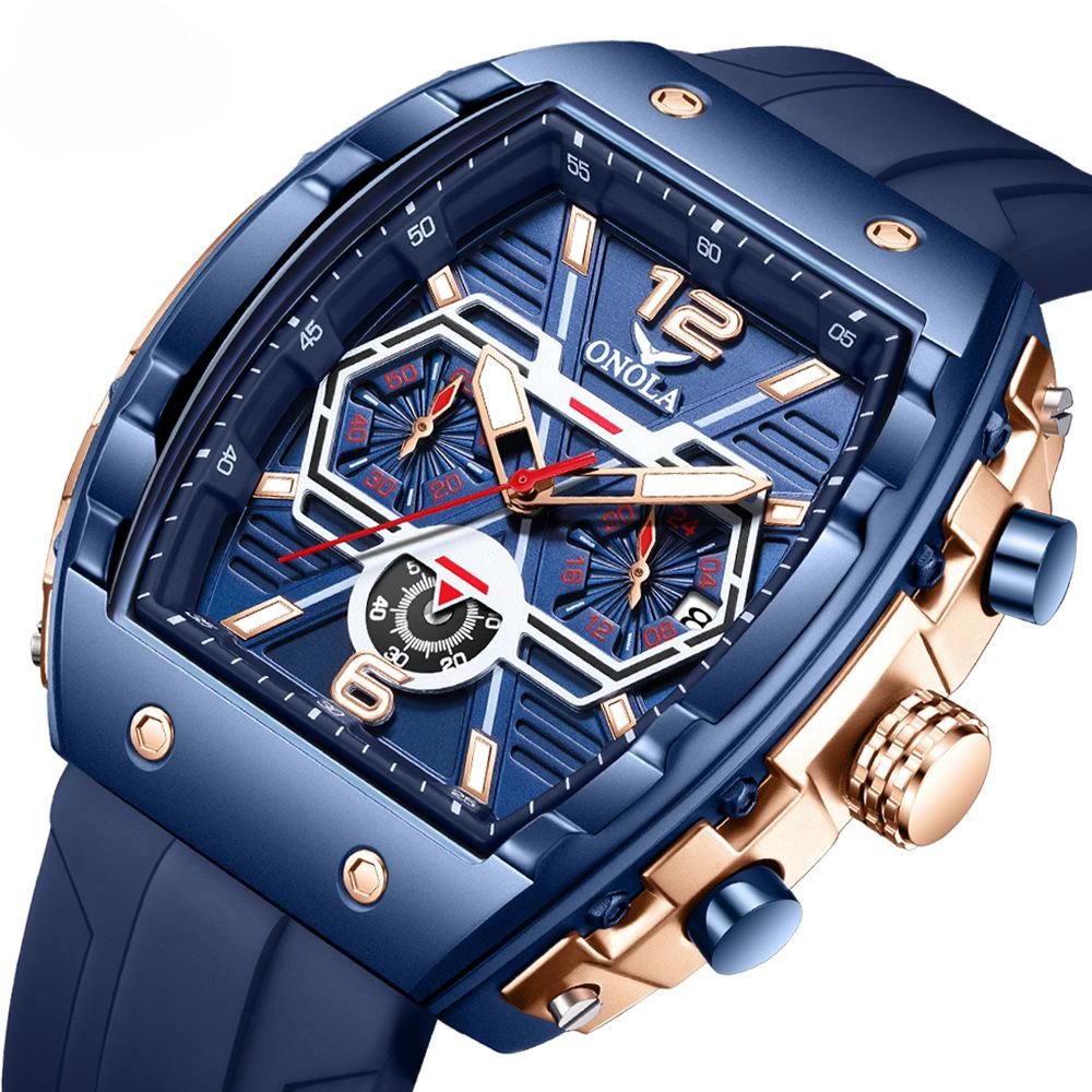 Большие мужские часы с дизайном пластины, многофункциональные водонепроницаемые кварцевые часы для мужчин