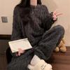 Autumn Winter Warm Pajamas 2 Piece Set Thicken Velvet Elasticated Women Casual Nightwear Lounge Suit Women's Pajamas Home Wear