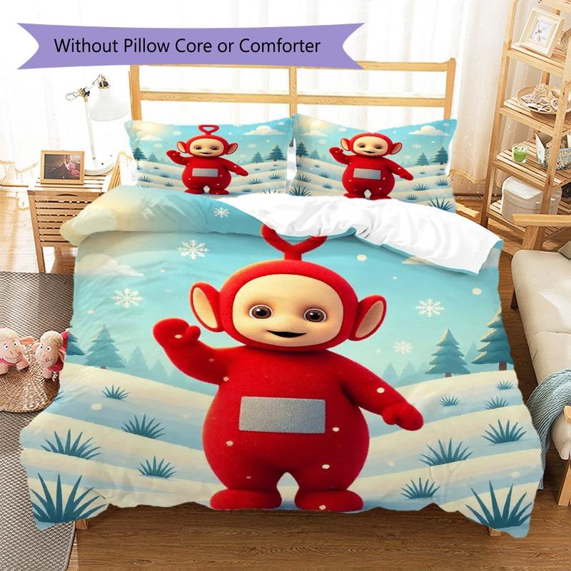 Red Teletubbies Winter Snow Forest Print Duvet Cover Set Soft Bedding Set For Bedroom Home Decoration