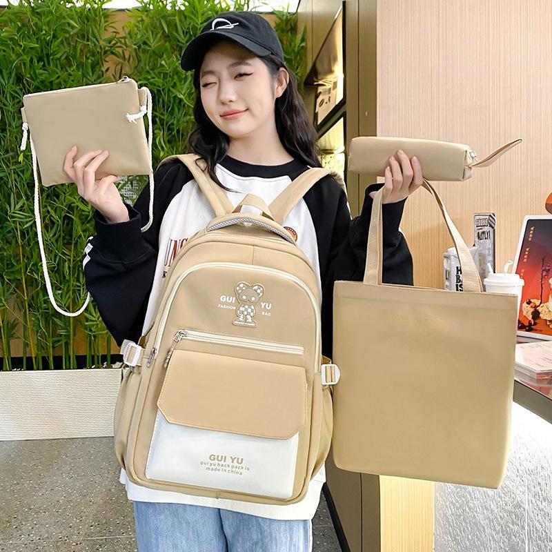 Four-piece Suit Schoolbag for Girls Elementary School Students Backpack Junior High School Students Fresh College Style Backpack