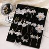 All-match Personalized Petal White Flower Pearl Earrings Silver Needle Earrings Female Fashion Ear Jewelry