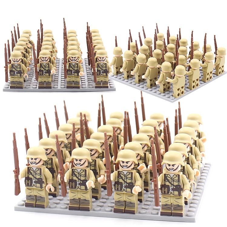 24PCS/SET World War II Military Soldiers Rifle Weapons Gun Figures Parts Blocks Assembly DIY Model Building Kits Toys