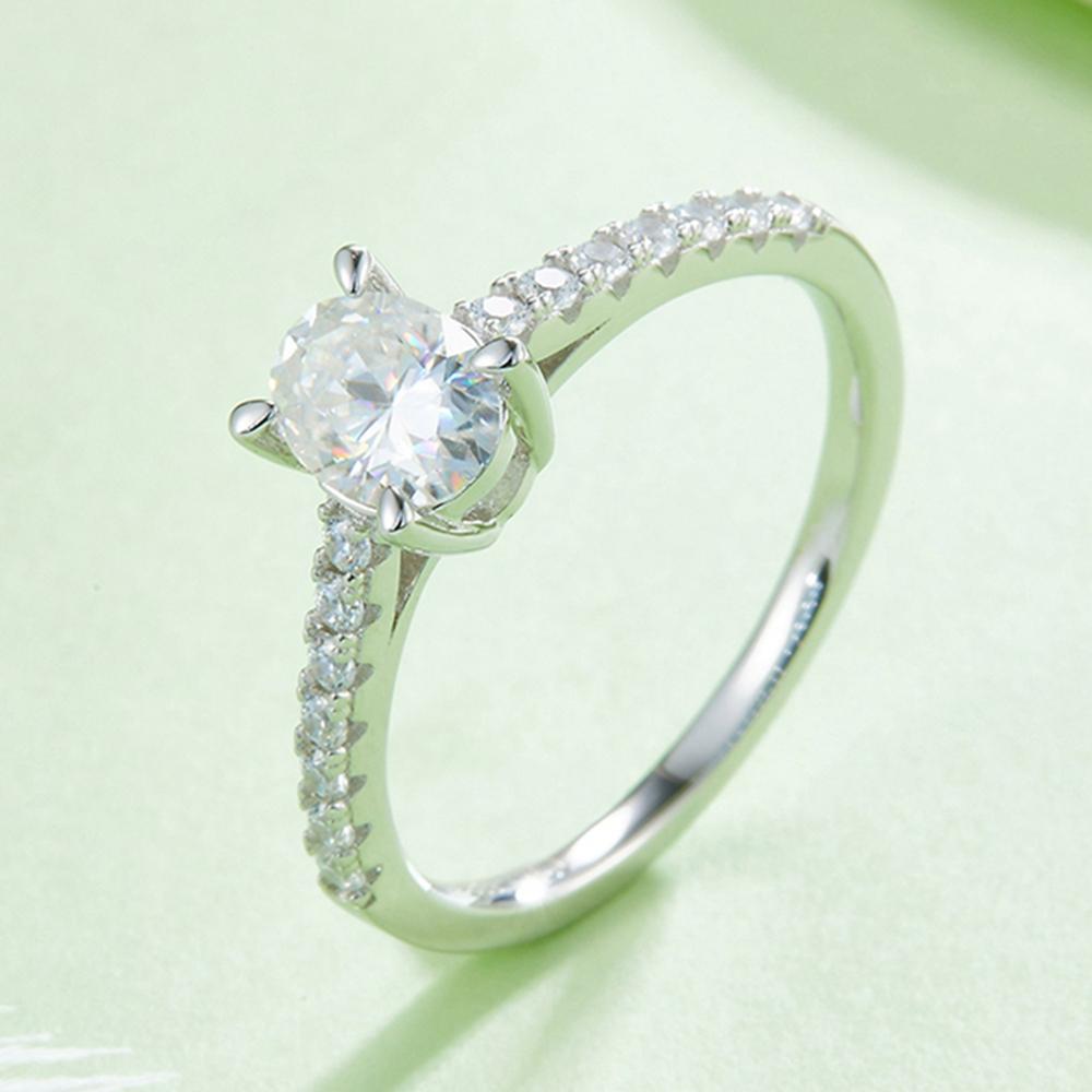Модное кольцо овальной огранки 5*8 мм VVS1 D Цвет настоящий муассанит с бриллиантом, стерлинговое серебро 925 пробы, белое золото 18 карат, кольцо, подарок на годовщину