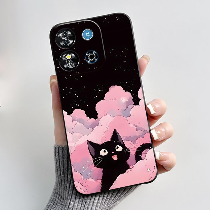 Для Oukitel C57S C57 Pro Plus Ultra Чехол BLU J12 Задняя крышка Милое Сердце Любви Кролик Черный ТПУ Мягкий Силикон Защитный Чехол для Телефона