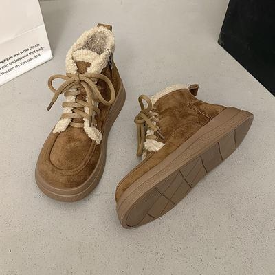 Женские мягкие эластичные толстые подошвы зимний мех теплые противохолодовые утепленные сноубутсы нескользящие износостойкие повседневные спортивные ботинки Мартин из хлопка