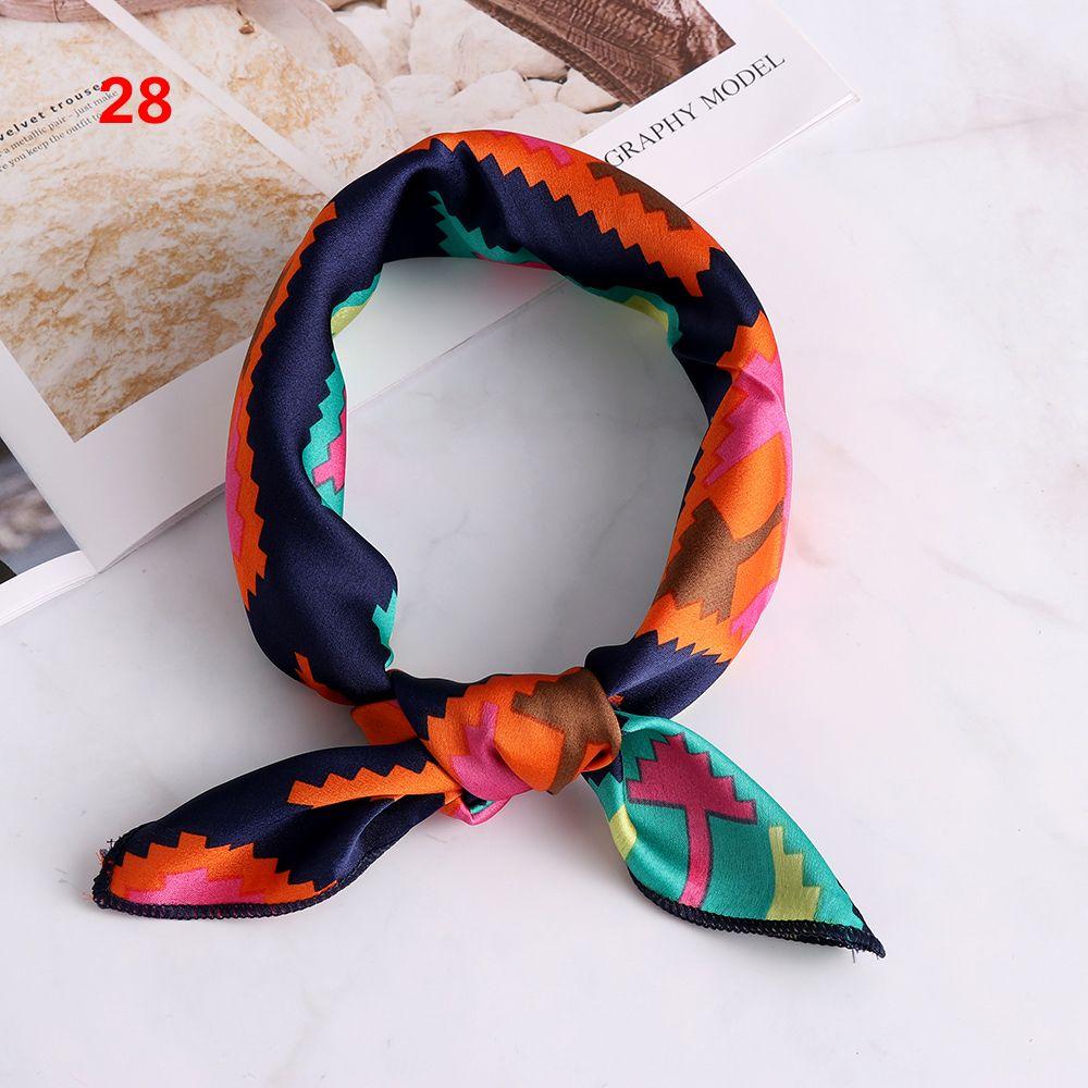 Vintage Wrist Wrap Head-Neck Tie Hair Band Silk Feel Satin Bandana Women Square Scarf Handkerchief