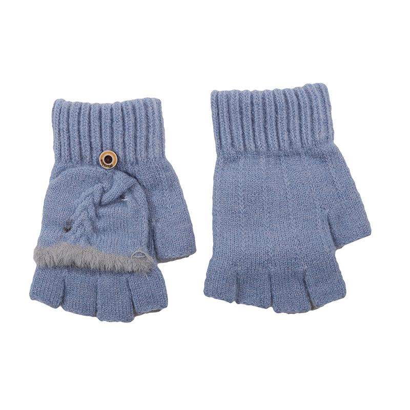 Fingers Free Wool Gloves Women Knitted Flip Fingerless Exposed Finger Gloves Mittens Winter Warm Thickening Female Mitts