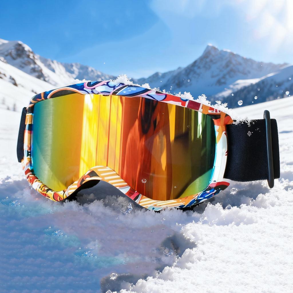 Fashionable Kids Ski Goggles Winter Outdoor Sports Glasses with Mirrored Lenses Children Windproof PC Frame for Snowboarding