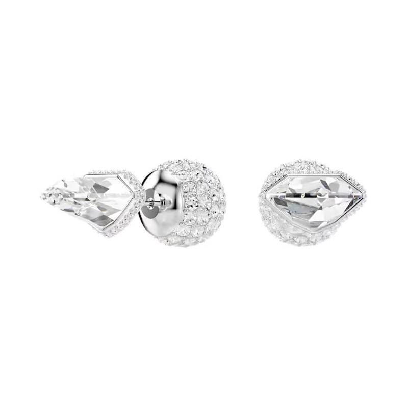 Swarovski Сияющие круглые серьги-гвоздики с паве-кристаллами, родиевое покрытие, женские, серебристый/белый 5686483