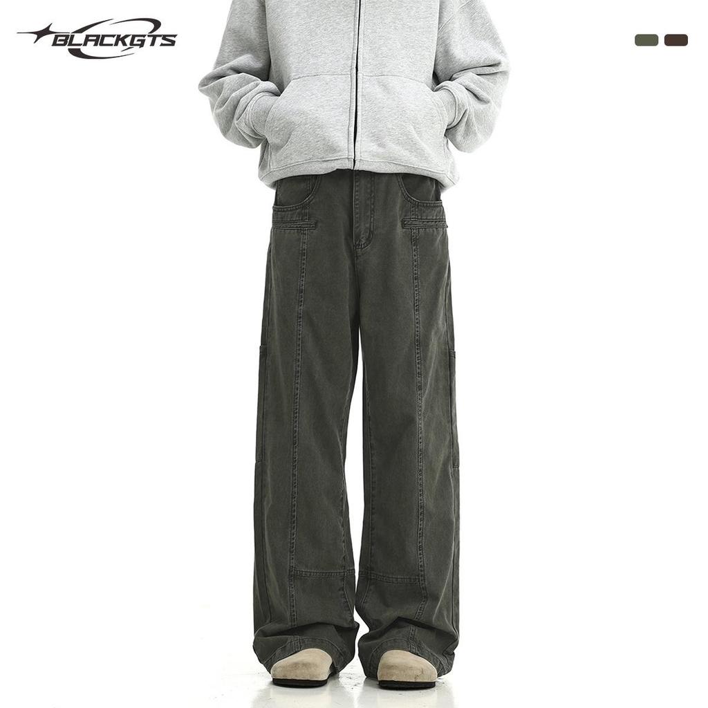 GTS Vintage 2024 Свободный прямой комбинезон из стираного хлопка