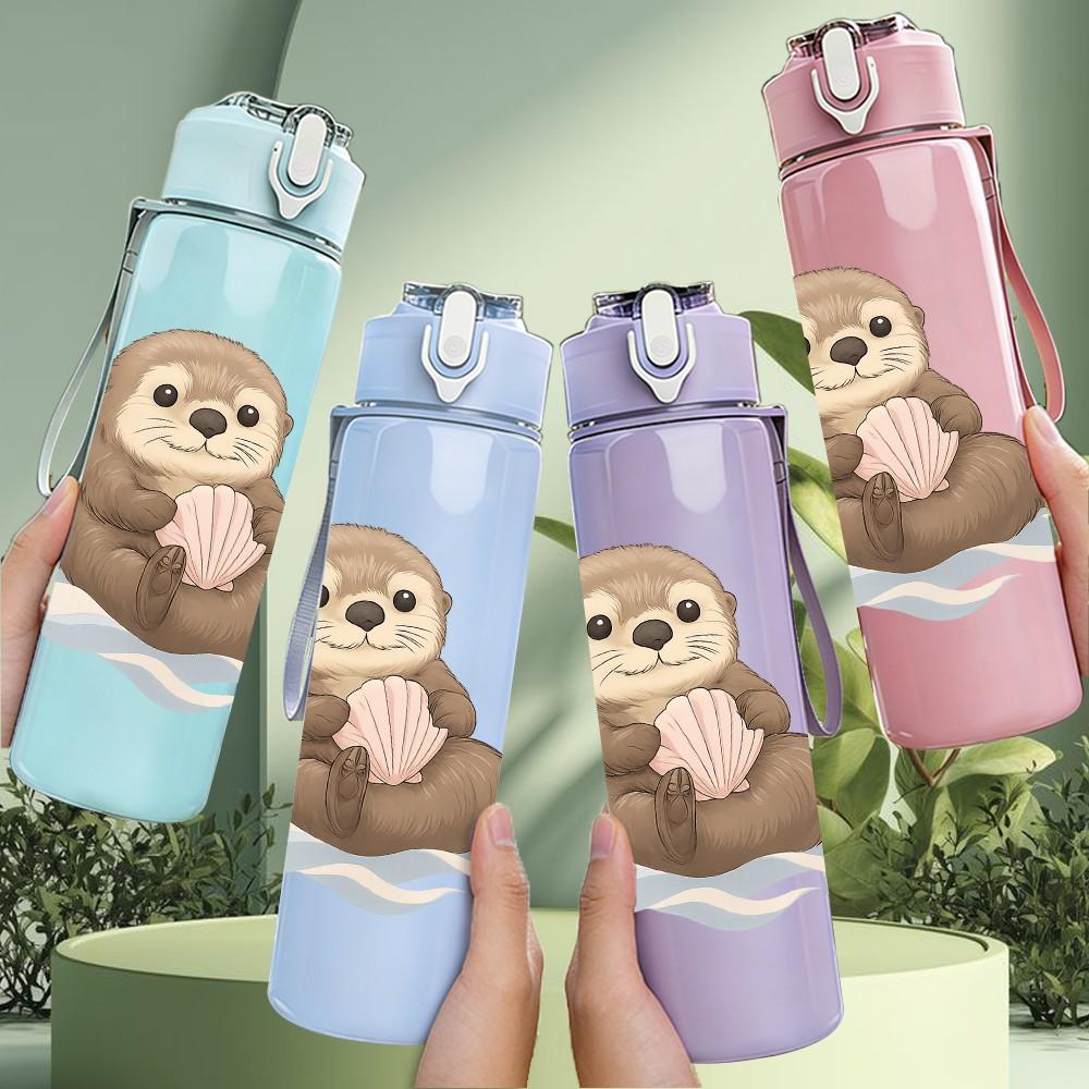 1PC Lazy Sloth Cartoon 750ml Color Plastic Sports Water Bottle Leakproof Flip Straw Lid Suitable for Sports Office Home Use
