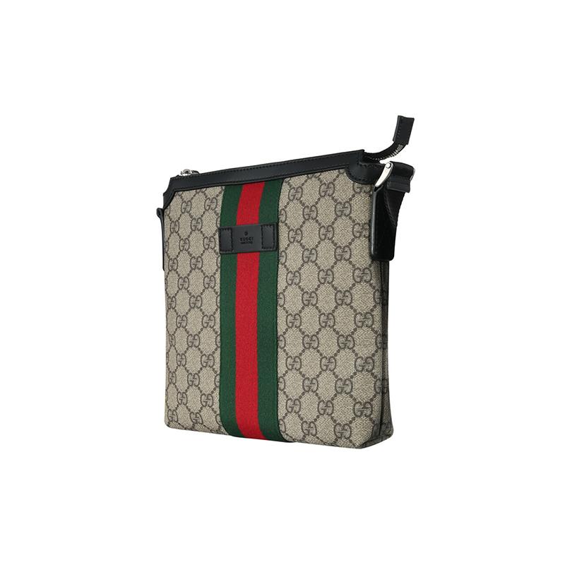 Gucci Simple classic striped webbing leather logo canvas patchwork canvas bag messenger bag shoulder crossbody bag regular men's style