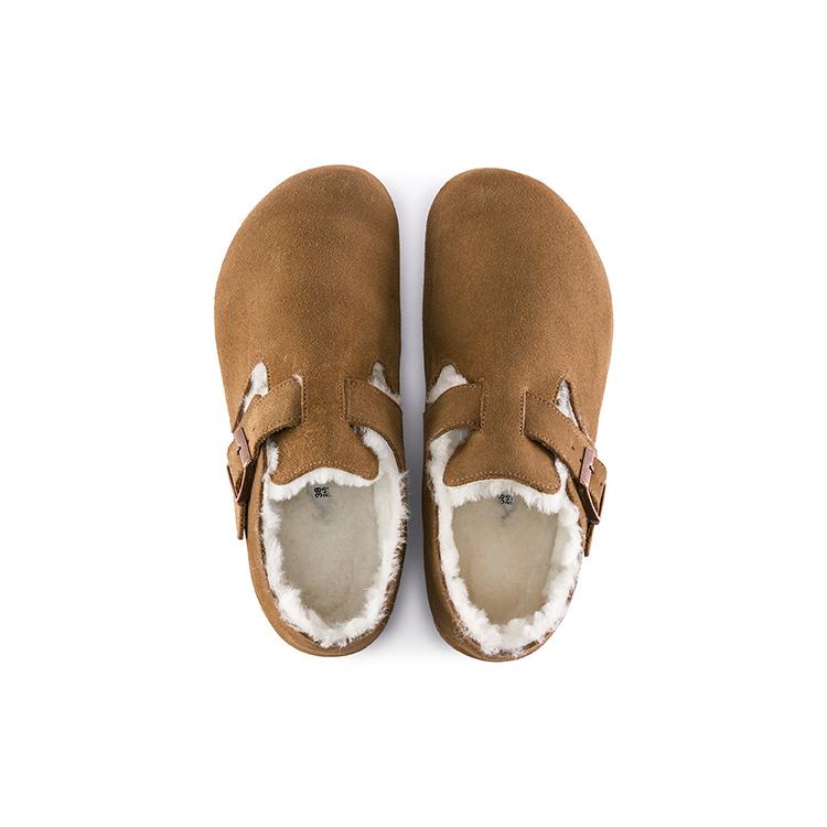 Birkenstock London Shearling Suede Leather Narrow Fit 'Tea' 1014963