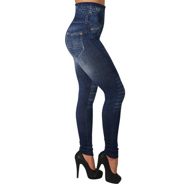 Модные джинсовые брюки с принтом, женские тонкие бесшовные джинсовые леггинсы с высокой талией