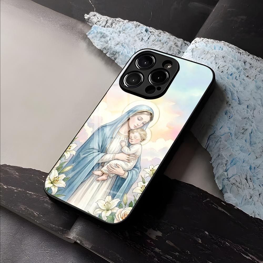 Virgen Mary Virgin De Guadalupe Phone Case For IPhone 17 Air 16 E Pro Max 15 14 13 Mini 12 Pro 11 Max Plus Black Glass Cover